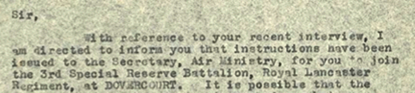 Letter to William advising him to report to 3rd Bn.